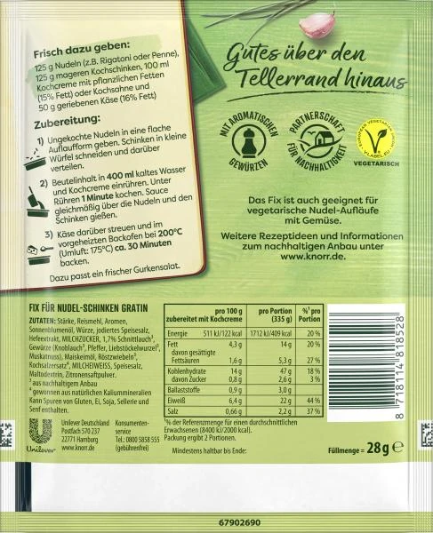 Knorr Fix Nudel-Schinken Gratin – Bild 2