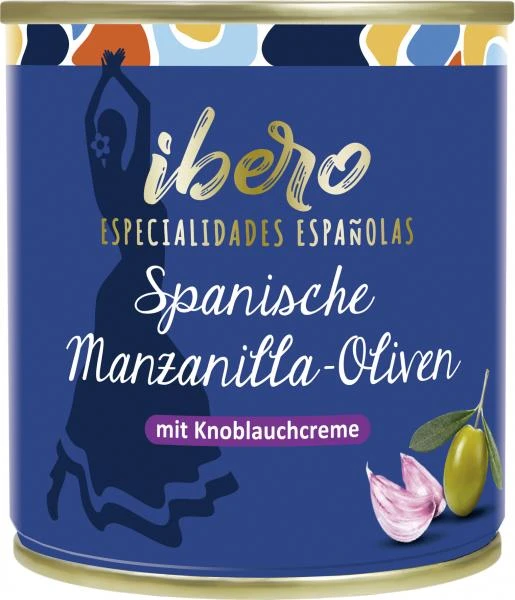 Ibero Spanische Grüne Manzanilla Oliven Mit Knoblauchcreme