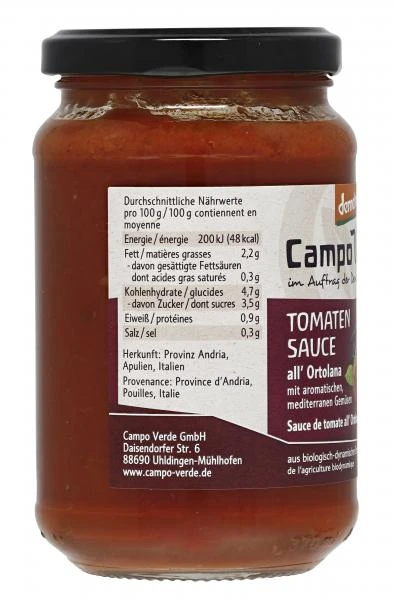 Campo Verde Demeter Bio Tomatensauce All' Ortolana – Bild 3
